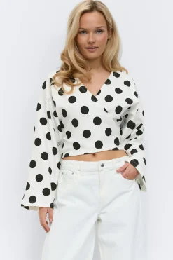 Online Gina Tricot Dot wrap tie top Zwart