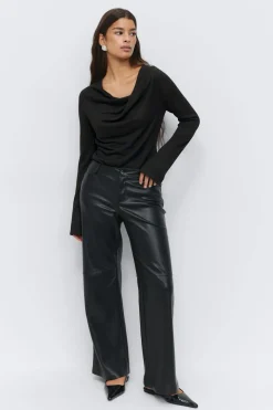 Clearance Gina Tricot Draped knitted top Zwart