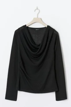Clearance Gina Tricot Draped knitted top Zwart