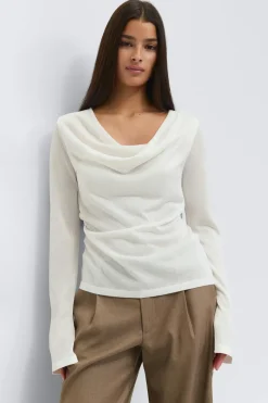 Hot Gina Tricot Draped knitted top Wit