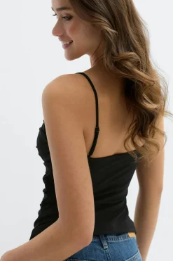Outlet Gina Tricot Draped lace singlet Zwart