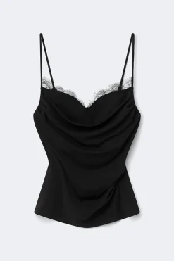 Outlet Gina Tricot Draped lace singlet Zwart
