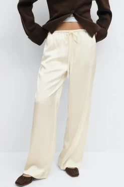 Gina Tricot Drawstring satin trousers Wit