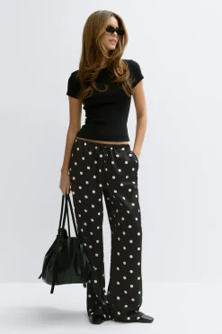 Best Gina Tricot Drawstring satin trousers Zwart