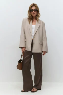 Hot Gina Tricot Drawstring satin trousers Bruin
