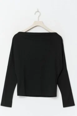 Gina Tricot Dropped shoulder top Zwart