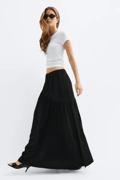Clearance Gina Tricot Dropped waist skirt Zwart