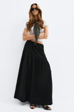 Clearance Gina Tricot Dropped waist skirt Zwart