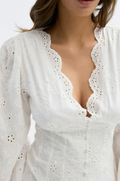 Outlet Gina Tricot Embroidered mini dress Wit