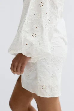 Outlet Gina Tricot Embroidered mini dress Wit