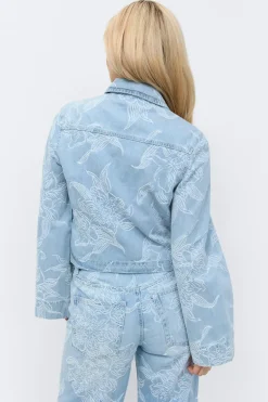 Clearance Gina Tricot Embroidery denim shirt Blauw