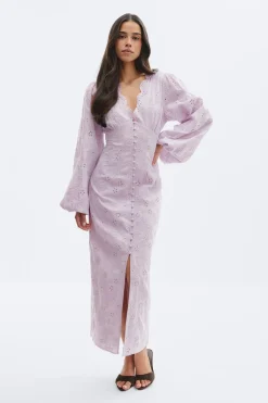Outlet Gina Tricot Embroidery dress Paars