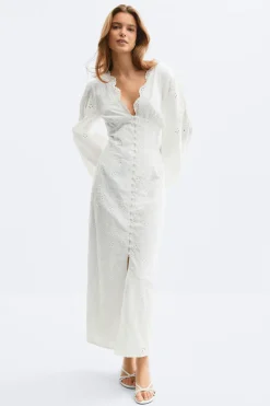 Discount Gina Tricot Embroidery dress Wit