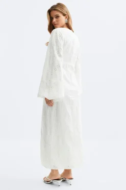 Discount Gina Tricot Embroidery dress Wit