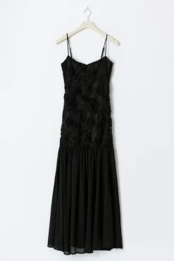 Best Gina Tricot Embroidery dropped waist dress Zwart