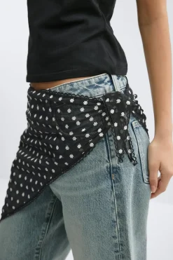 Gina Tricot Embroidery hip scarf Zwart