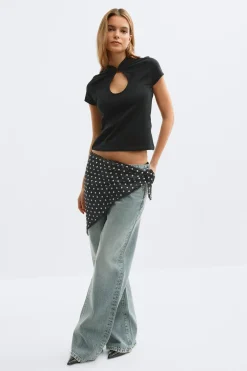 Gina Tricot Embroidery hip scarf Zwart