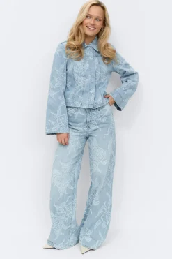 Discount Gina Tricot Embroidery jeans Blauw