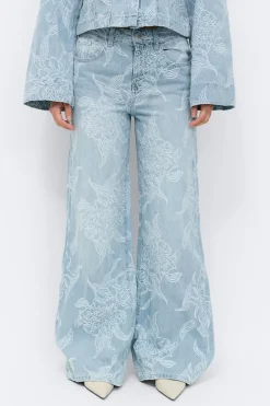 Discount Gina Tricot Embroidery jeans Blauw