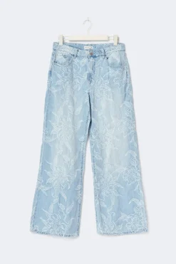 Discount Gina Tricot Embroidery jeans Blauw