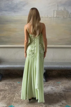 Online Gina Tricot Embroidery maxi dress Groen