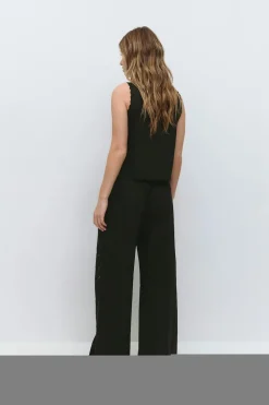 Sale Gina Tricot Embroidery poplin trousers Zwart
