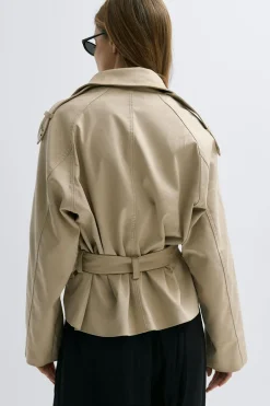 Discount Gina Tricot Faux suede belted jacket Beige