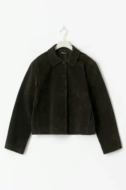 Sale Gina Tricot Faux suede short jacket Bruin
