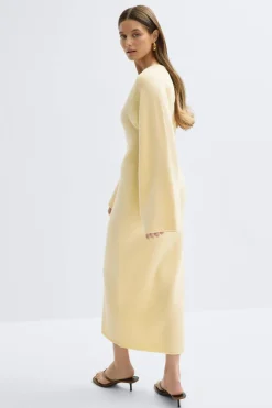 Hot Gina Tricot Fitted knitted dress Geel