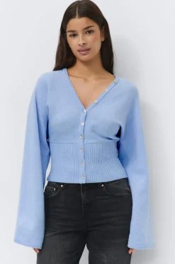 New Gina Tricot Fitted waist knitted cardigan Blauw