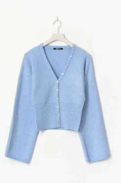 New Gina Tricot Fitted waist knitted cardigan Blauw