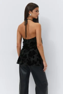 Best Gina Tricot Floral halterneck top Zwart