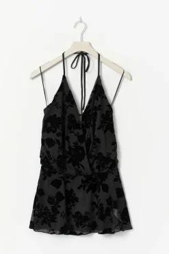 Best Gina Tricot Floral halterneck top Zwart