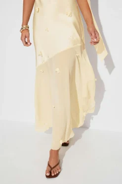 Sale Gina Tricot Floral maxi cowlneck dress Geel