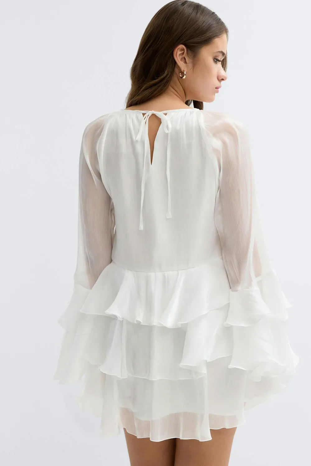 Clearance Gina Tricot Flowy frill mini dress Wit