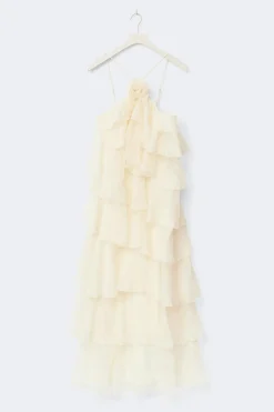 Clearance Gina Tricot Frill maxi dress Wit