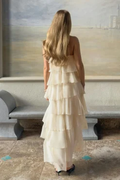 Clearance Gina Tricot Frill maxi dress Wit