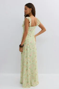 Online Gina Tricot Frill maxi dress Groen