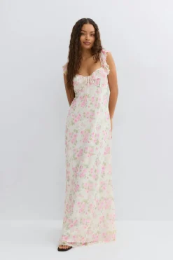 Gina Tricot Frill maxi dress Wit