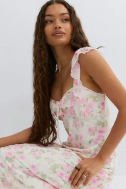 Gina Tricot Frill maxi dress Wit