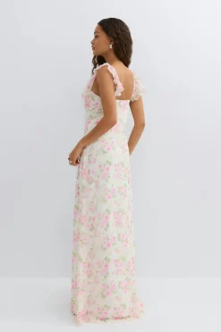 Gina Tricot Frill maxi dress Wit