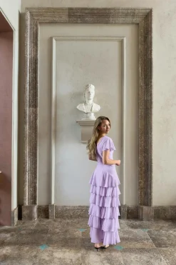 New Gina Tricot Frill maxi dress Paars