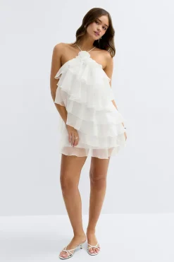 Sale Gina Tricot Frill mini dress Wit