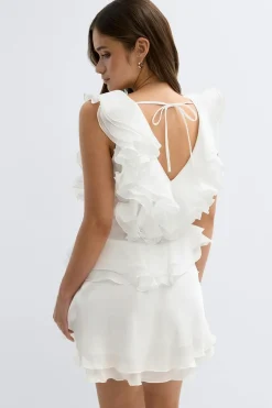 Online Gina Tricot Frill mini dress Wit