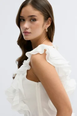 Online Gina Tricot Frill mini dress Wit