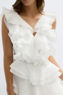 Online Gina Tricot Frill mini dress Wit
