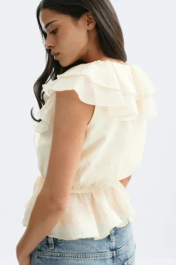 Outlet Gina Tricot Frill top Wit