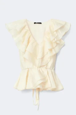 Outlet Gina Tricot Frill top Wit