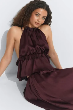 Online Gina Tricot Frill top Bruin
