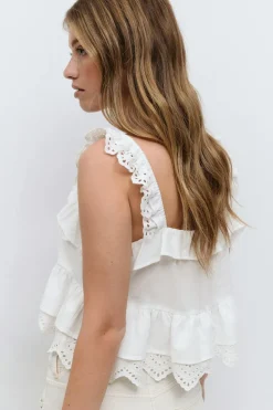 Discount Gina Tricot Frill top Wit